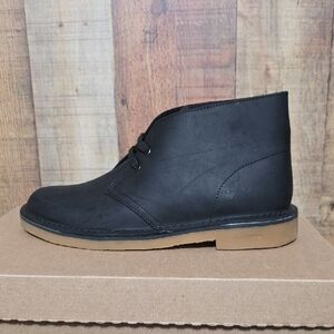 Clarks Black Chukka Boots with Tan Crepe Sole